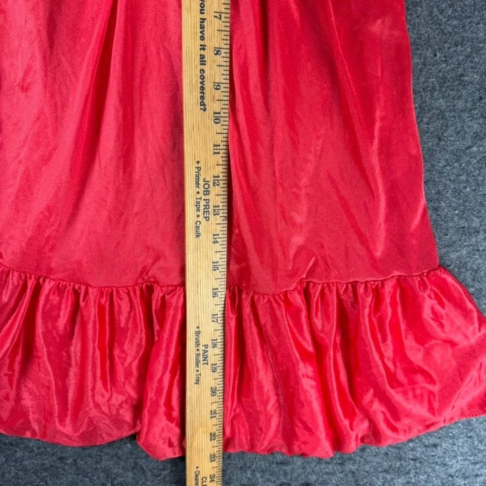 Vintage Red Nylon Girls‎ Nightgown Lace Heart Applique 2T Made USA